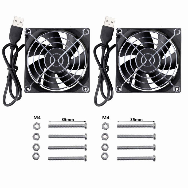 GDSTIME Dual 80mm USB Fan 80mm x 25mm 5V for Receiver DVR Playstation Xbox Computer Cabinet Cooling 80x80x25mm