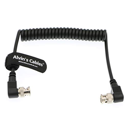 Alvin's Cables BNC to BNC Coiled Cable 3G SDI Cable Right Angle BNC to Right Angle BNC for Blackmagic