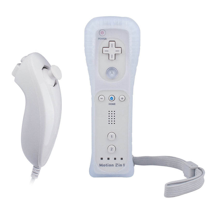 Wii Remote with Wii Motion Plus Inside | Shock Wii Nunchuk Controller | Compatible Nintendo Wii, Wii U White, 1 pack