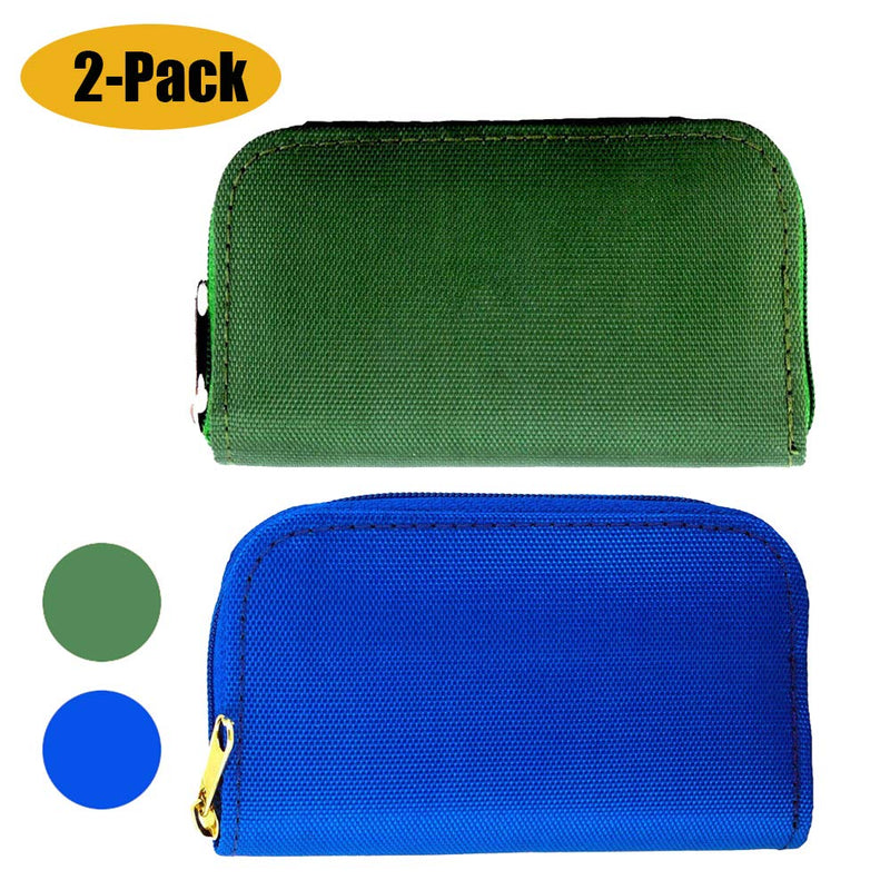 [2-Pack] Memory Card Case - Carrying Case Suitable for Micro SD, Mini SD and 4X CF, Card Holder Bag Wallet for Media Storage Organization (Blue+Green) Blue+Green