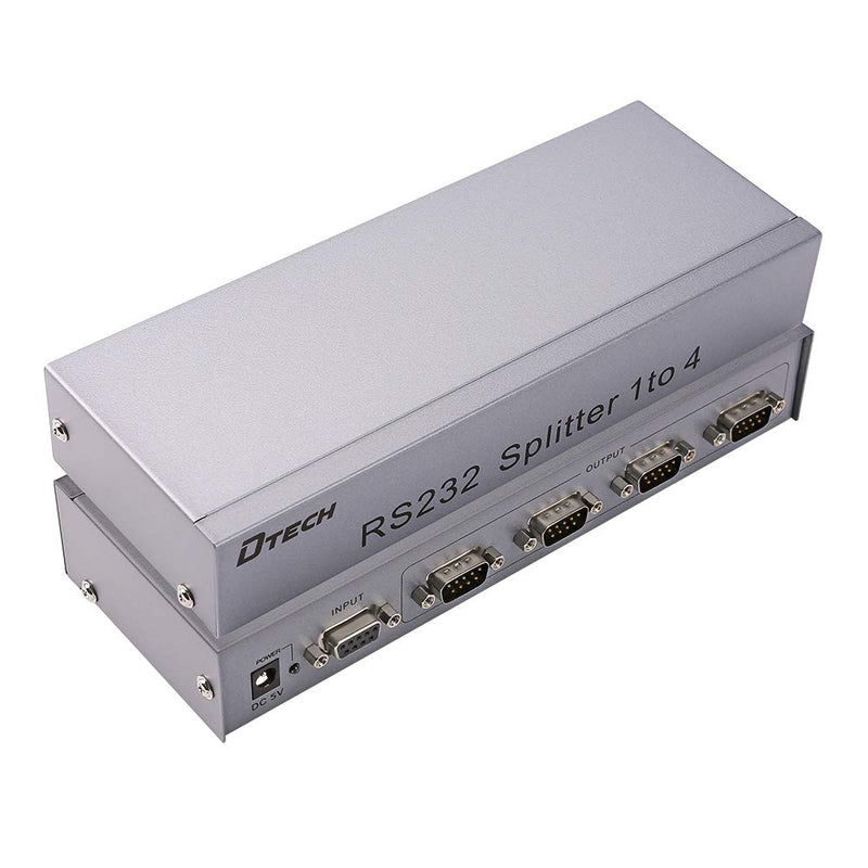 RS232 Splitter, DTECH 4 Port Serial Expansion Box 1x4 COM Port Expander with Power Adapter for Sharing PCs and Capture Data 4-port serial splitter