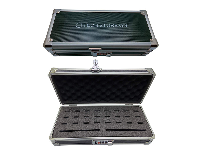 Flash USB Thumb Drive Case Memory CardElectronic Accessories Storage Organizer Bag Secure Combination Lock Antistatic Shockproof Foam (Aluminum, 24 USB Slots, 2 HDD Slots)