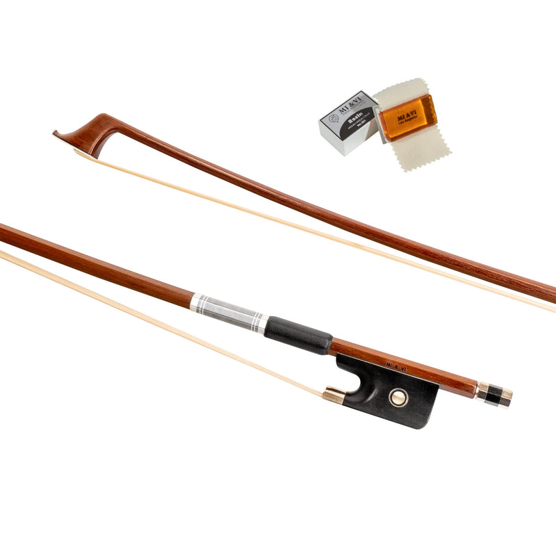 MI&VI CB-530 Classic Cello Bow (Size 3/4) with Bow Soft Bag and Rosin for Bow Hairs Included - Ebony Frog - Well Balanced - Light Weight - Real Mongolian Horse Hair (Cello 3/4) - MIVI Music Cello 3/4