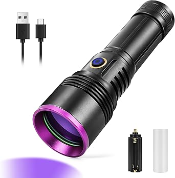 [AUSTRALIA] - 365nm UV Flashlight Rechargeable Black Light Powerful Ultraviolet LED for Curing UV Glue Detecting Minerals Diamond Scorpions and Leak Detector Style A 