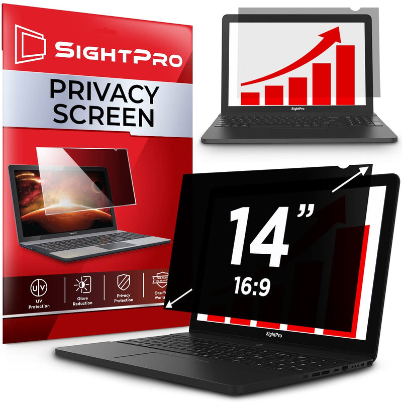 14 Inch 16:9 Laptop Privacy Screen Filter - Computer Monitor Privacy Shield and Anti-Glare Protector 14 Inch (Diagonal) - 16:9 Aspect Ratio