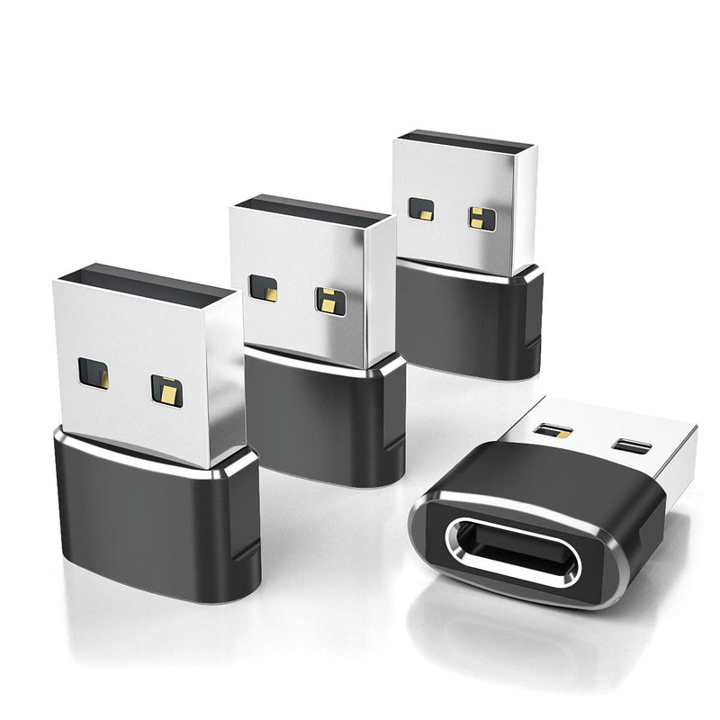 USB C Female to USB A Male Adapter 4 Pack,Type C Power Charger Cable Connector for Apple Watch iWatch Series 7 SE,iPhone 11 12 13 Pro Max Mini,Airpods iPad 8 9,Samsung Galaxy Note 10 20 S20 S21 S22 22 Black