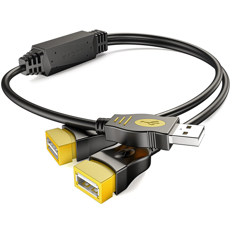 USB Splitter 2.0,Andul USB Y Cable One Male to Female Dual Hub Power Cord Extension Adapter