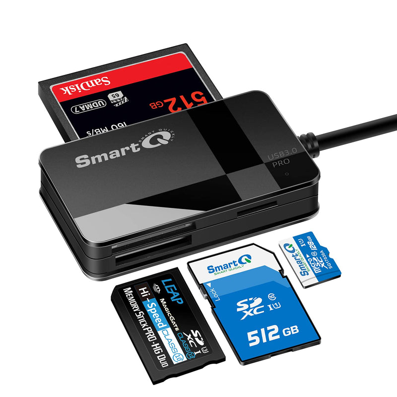 [AUSTRALIA] - SmartQ C368 Pro USB 3.0 Multi-Card Reader, Plug N Play, Apple and Windows Compatible, Powered by USB, Supports CF/SD/SDHC/SCXC/MMC/MMC Micro/RS MMC/Mini SD/Micro SD/MS Duo/MS Pro/MS Pro Pro Duo USB A 