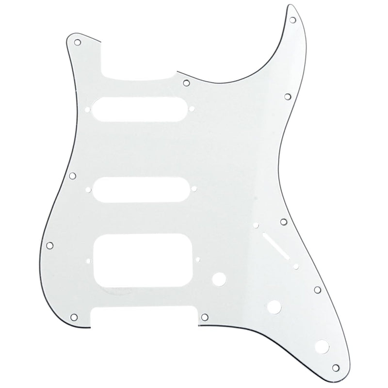 Musiclily Pro 11-Hole Round Corner HSS Guitar Strat Pickguard Humbucker for USA/Mexican Stratocaster Open Pickup, 3Ply Parchment