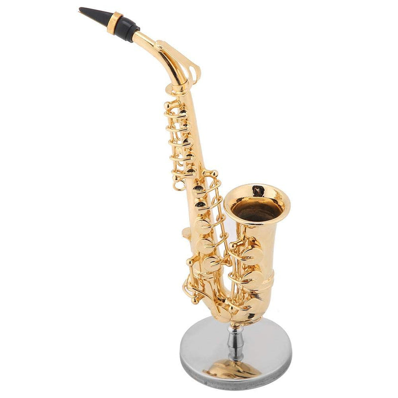 Miniature Alto Saxophone Delicated Gold Plated Mini Instrument Ornament with Case, and Decoration Saxophone Model Mini Musical 14cm Miniature Alto Saxophone Replica