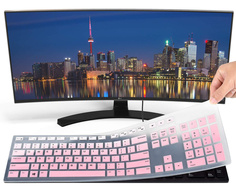 Keyboard Cover for Dell KM636 Wireless Keyboard & KB216 Wired Keyboard, Dell Optiplex 5250 3050 5460 7450 7050 & Inspiron AIO 3475/3670/3477 Desktop Keyboard, Dell KM636 Keyboard Cover - Gradual Pink
