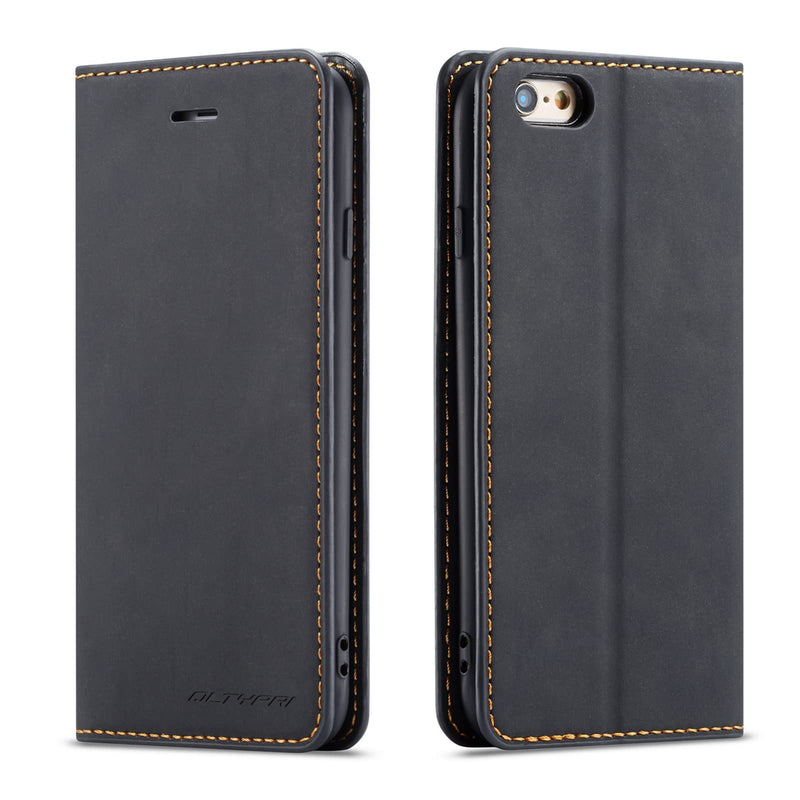 QLTYPRI Case for iPhone SE 2022 5G/iPhone SE 2020/iPhone 8/iPhone 7, Premium PU Leather Cover TPU Bumper with Card Holder Kickstand Magnetic Adsorption Flip Wallet Case for iPhone 7/8/SE2/SE3 - Black iPhone 7/8/SE 2020/SE 2022 5G