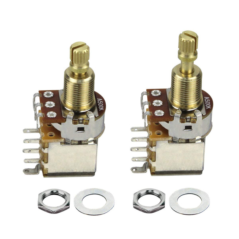 FLEOR 2pcs A500K Push Push Guitar Pots Audio Taper Potentiometers Long Copper Split Shaft A500K Long shaft