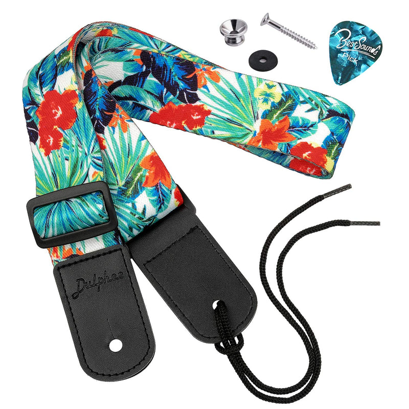 Ukulele Strap Hawaiian Adjustable Uke Shoulder Strap for Soprano Concert Tenor Baritone Ukulele, Mandolin and Banjo Flower