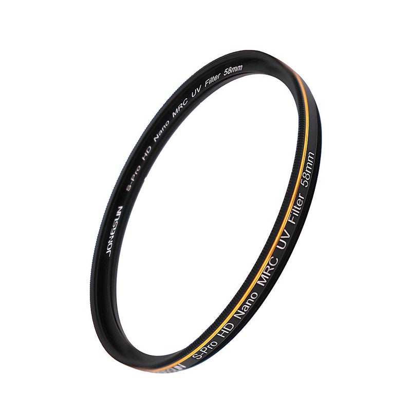 JONGSUN 58mm UV Filter, S-Pro HD Nano MRC Camera Ultraviolet Protection Filter, Multicoated, B270, Ultra-Slim, Lens Cloth Kit