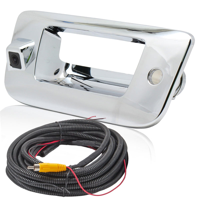 EWAY Tailgate Handle Backup Camera for Chevrolet Silverado GMC Sierra 1500 2007-2013 2500 3500 Heavy Duty 2007-2014 Waterproof Removable Guide Line Reversing Backing Cameras Chrome