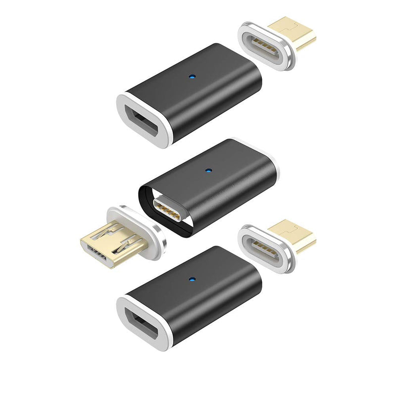 NetDot Gen10 Magnetic Micro USB to Micro USB Adapter Converter(3 Pack Black) 3
