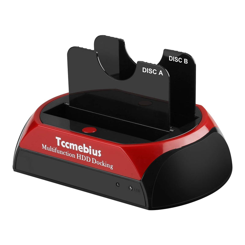 Tccmebius Hard Drive Docking Station, TCC-S868-US USB 3.0 to 2.5 3.5 Inch SATA IDE Dual Slots External HDD Enclosure, for 2.5" 3.5" IDE SATA I/II/III HDD SSD