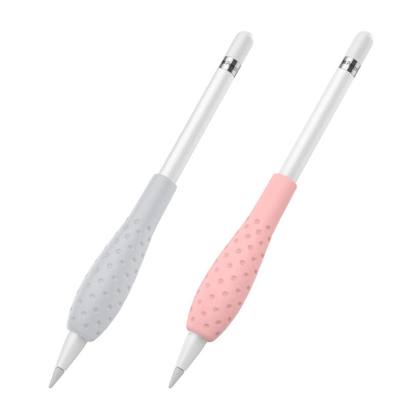 MoKo [2 Pack Silicone Grip Holder Ergo Protective Sleeve Cover Case Accessories Compatible with Apple Pencil 1st / 2nd Generation, Gray & Pink