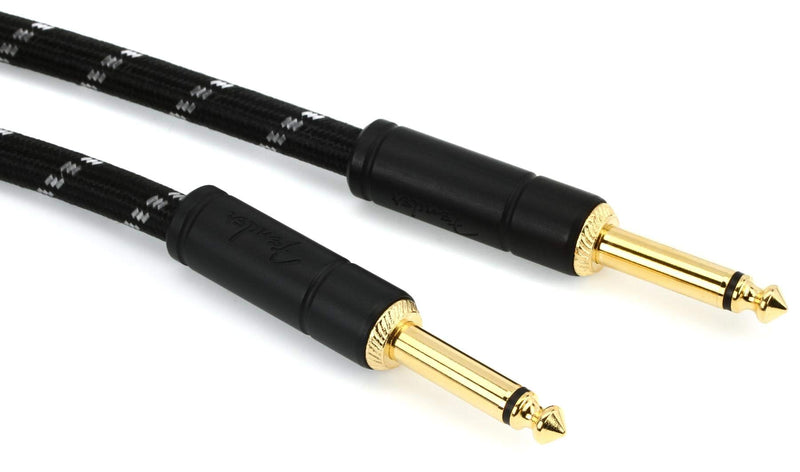 Fender Deluxe Series Instrument Cable, Guitar Cable, Stocking Stuffers, Guitar Accessories, Straight/Straight, Black Tweed, 25ft
