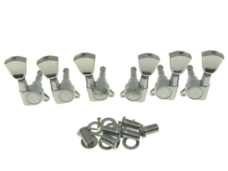 Wilkinson 3L3R Chrome E-Z Post Guitar Tuners EZ Post Guitar Tuning Keys Pegs Machine Heads with Tulip Button for Les Paul or Acoustic Guitar