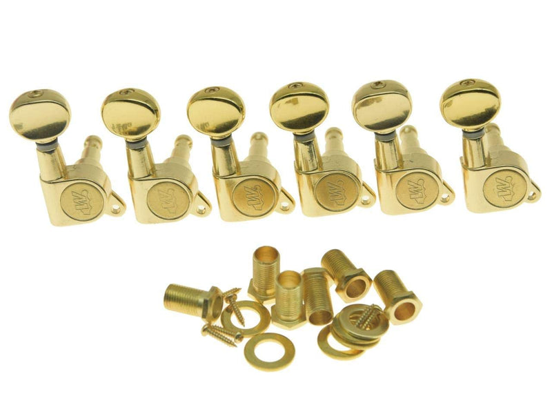 Wilkinson Mini Oval Button 6 Inline Gold E-Z-LOK Post Guitar Tuners EZ Post Guitar Tuning Keys Pegs Machine Heads