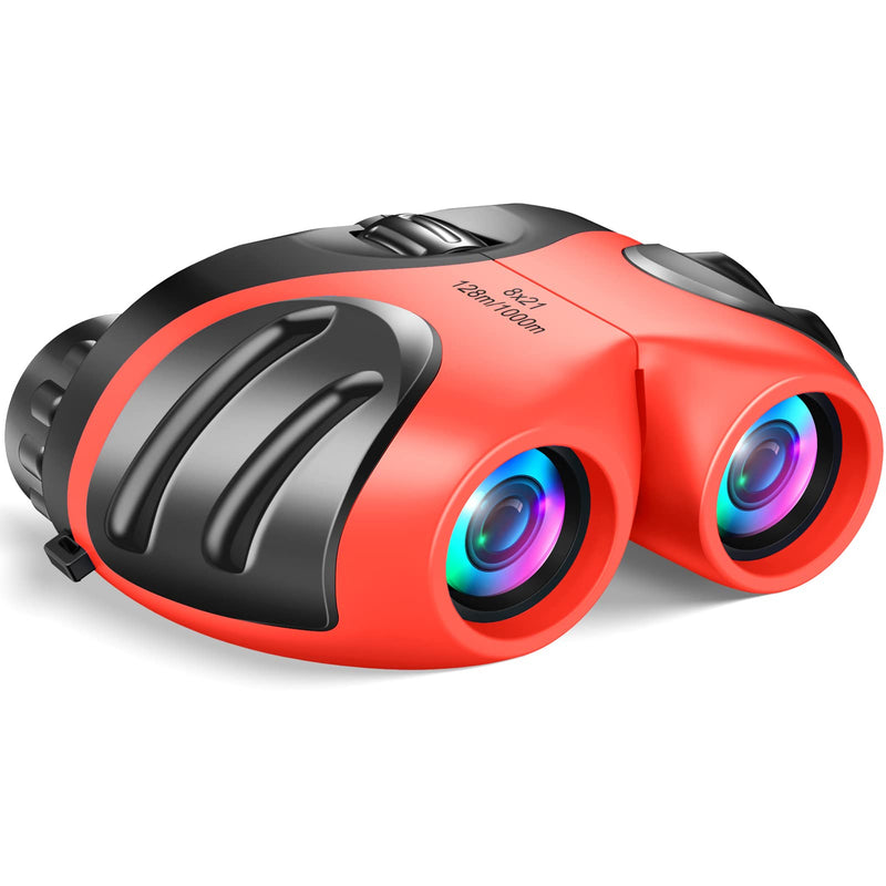 LET'S GO! Binocular for Kids, Compact High Resolution Shockproof Binoculars Red