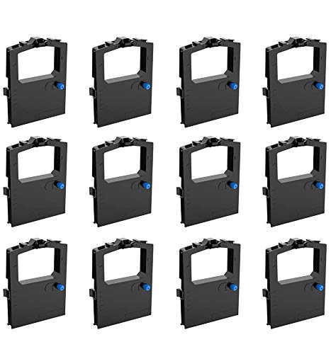 Compatible Ribbon Replacement for Okidata 52102001 52104001 Printer Ribbons Used for Microline 320 321 Turbo Printers, Microline 100 Series, Dataproducts R6010, Fullmark N639BK, 12 Pack, Black