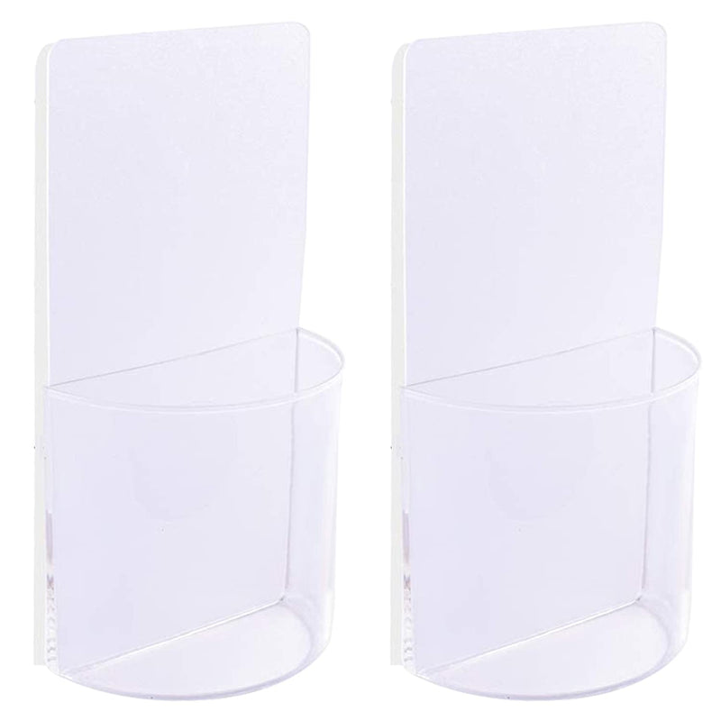 Remote Control Holder Wall Mount Damage-Free (2 pack), Clear Media Organizer Storage Box, Table and Nightstand Convenient Remote Caddy