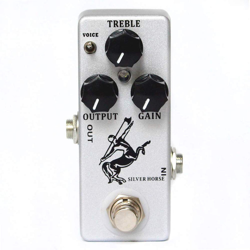 Overdrive Function Guitar Effect Pedal with True Bypass for Electric Guitar Silver Horse