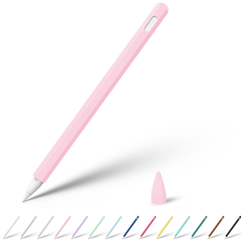 [AUSTRALIA] - KELIFANG Silicone Case Sleeve Cover Compatible Apple Pencil 2nd Generation, Cute Pink Protective Skin Holder Grip and Tip Cap Accessories Compatible iPad Pro 11 12.9 inch 