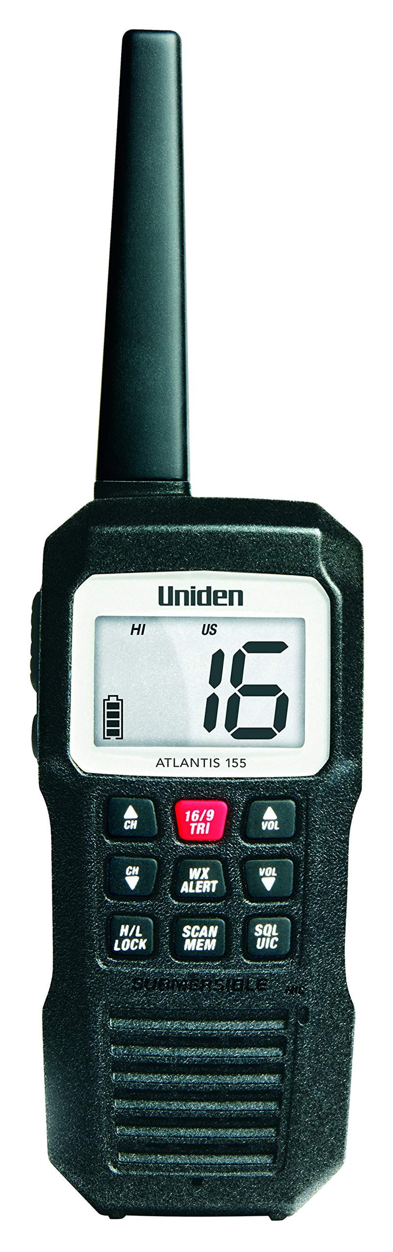 [AUSTRALIA] - Uniden Atlantis 155 Handheld Two-Way VHF Marine Radio, Floating IPX8 Submersible Waterproof, Dual-Color Screen, All USA/International/Canadian Marine Channels, NOAA Weather Alert, 10 Hour Battery 