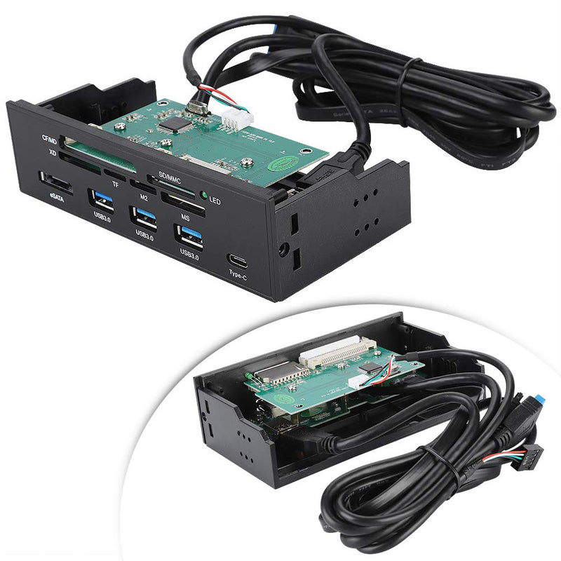 Bewinner 5.25inches Multifunction Internal Card Reader Dashboard PC Front Panel USB 3.0 Card Reader Internal with 3 USB 3.0 Ports Supports M2, MSO, SD, MS, XD, 64G CF Card