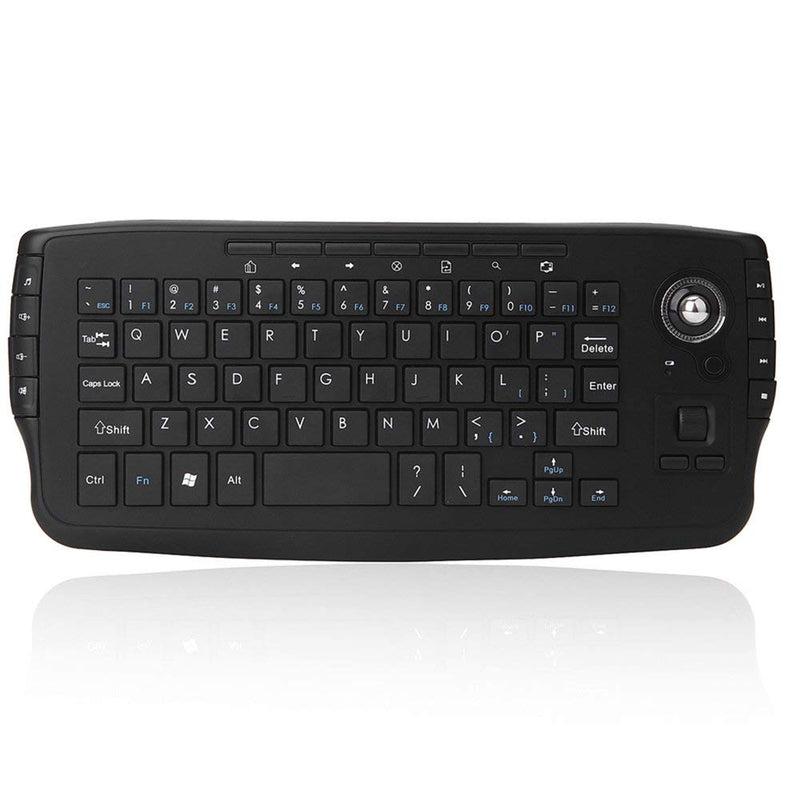 Docooler 2.4GHz Wireless Keyboard w/Trackball Mouse Scroll Wheel Remote Control Plug and Play w/USB Receiver for Android TV Box Smart TV PC Notebook (Black)