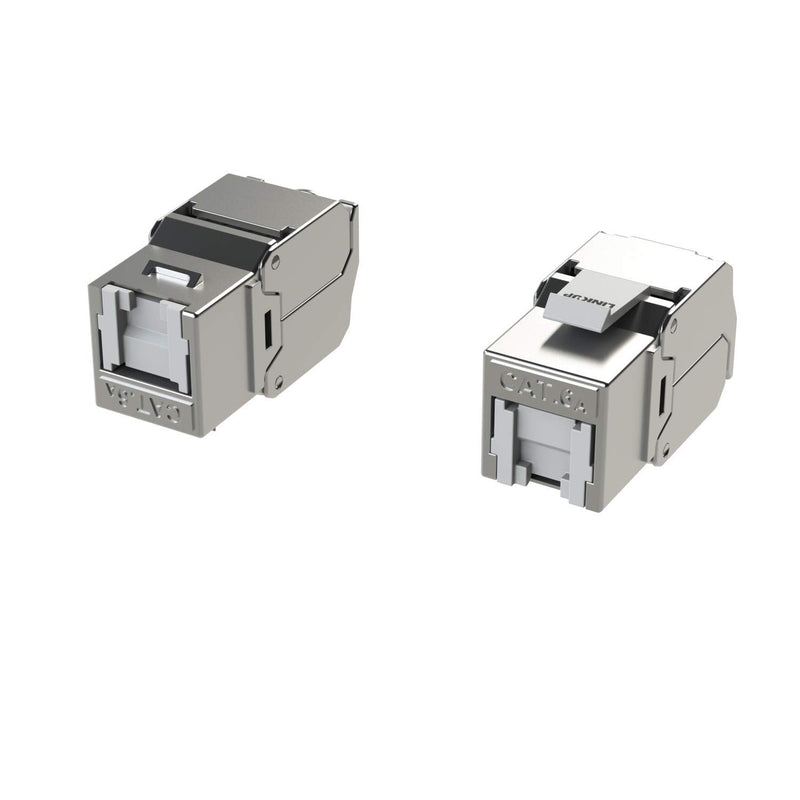 LINKUP Cat6A RJ45 Keystone Jacks | 12-Pack | shielded modular termination, tool-free, gold-plated, for solid and stranded Ethernet cable