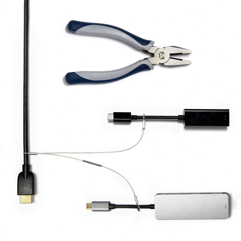 Multi-Adapter Cable Tethers Kit - Nylon Coated Stainless Steel Wire Tether Cable - Easy Installation - Secure Remote Control Tethers, Adapters, Dongles & More - Free Crimping Tool Silver 5 Pack Multi-Adapter TetherTies