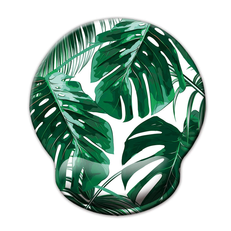 Ergonomic Mouse Pad with Wrist Support,Dooke Cute Wrist Pad with Non-Slip Rubber Base for Computer, Laptop, Home Office Gaming, Working, Easy Typing & Pain Relief Tropical Leaf Green Plant