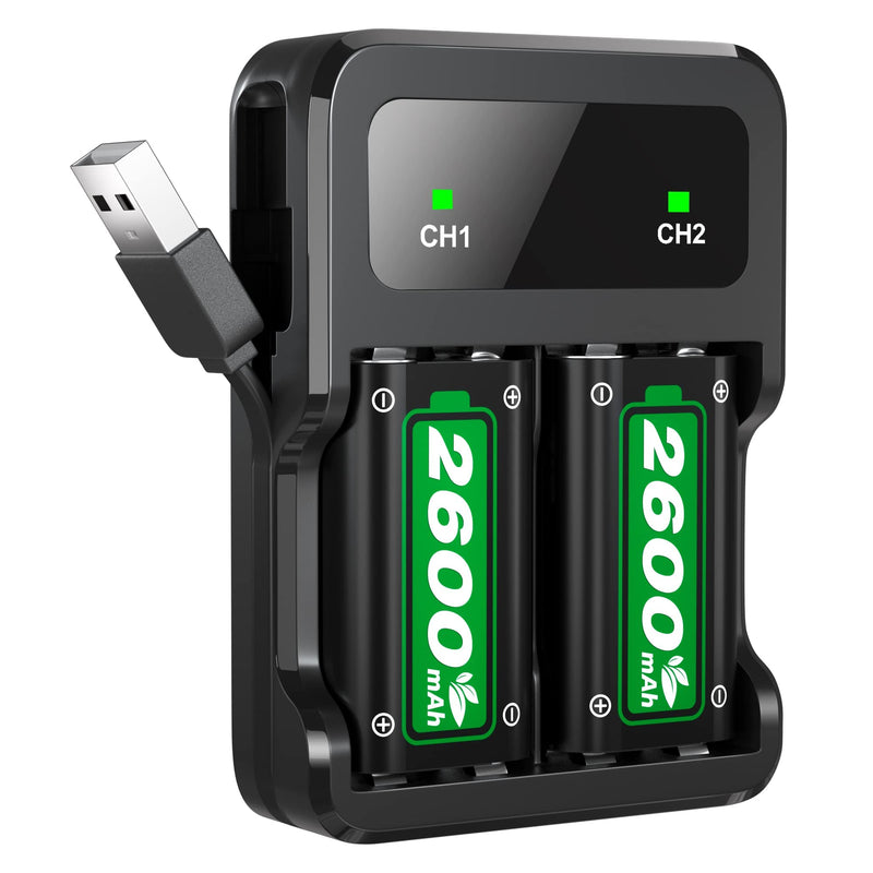 Ukor Fast Charging 2x6200mWh(2x2600mAh) Rechargeable Battery Packs with Charger for Xbox One/Xbox Series X|S Xbox One S/Xbox One X/Xbox One Elite Wireless Controller, Lasting Intelligent Protection