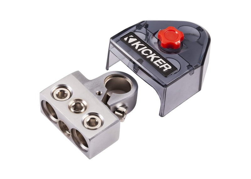 Kicker 46BT4 BTPN3 Positive Or Negative Battery Terminal, 2-0/8GA 1-4/8GA Out | Zero gauge amp power distribution, multi amplifier wiring hookup, secure post connection, clean stereo system installs