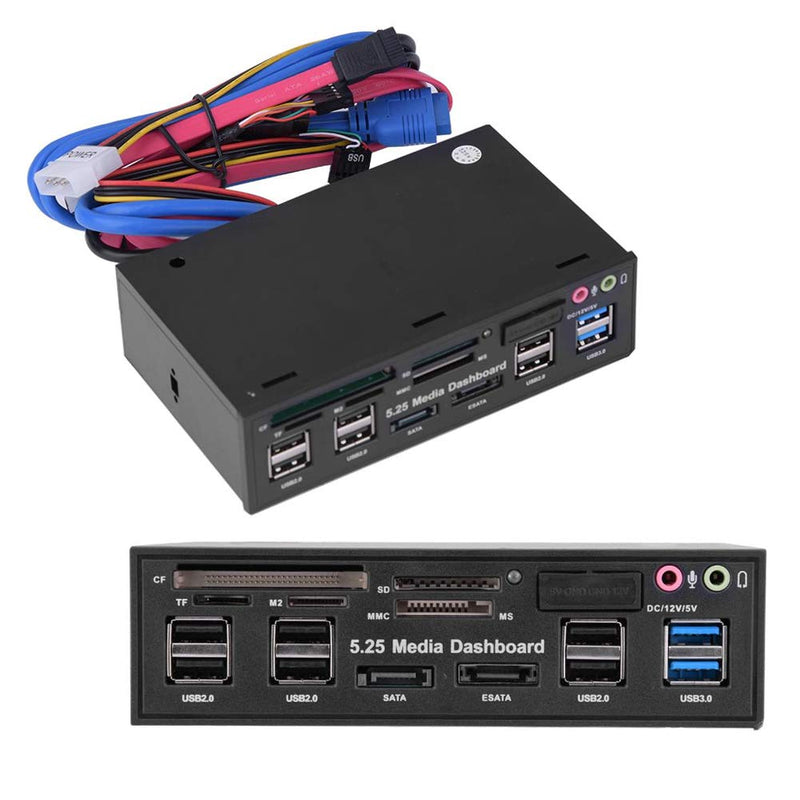 Bewinner Internal Card Reader, 5.25inch Media Dashboard Front Panel Audio, All-in-1 Card Reader with USB3.0/2.0 HUB eSATA SATA Multi Card Reader(M2 / TF/SD/MMC/MS/CF)