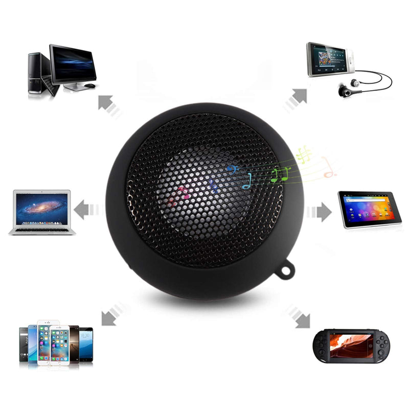 Lightweight Mini Portable Travel 3.5mm Speaker Built-in Battery for Mobile Phone MP3 PC (Black) black