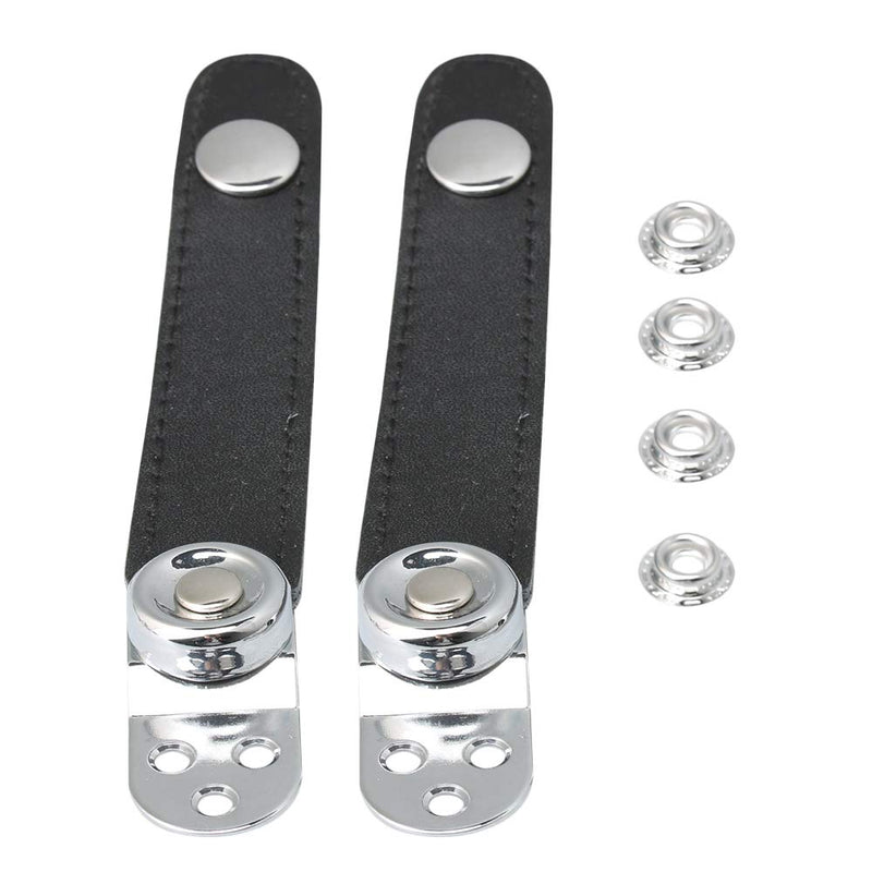 [AUSTRALIA] - BQLZR 8.4x2.4cm Black Leather Metal Extension Film Accordion Bellows Straps with 4 Buckle for Accordion Fixation 