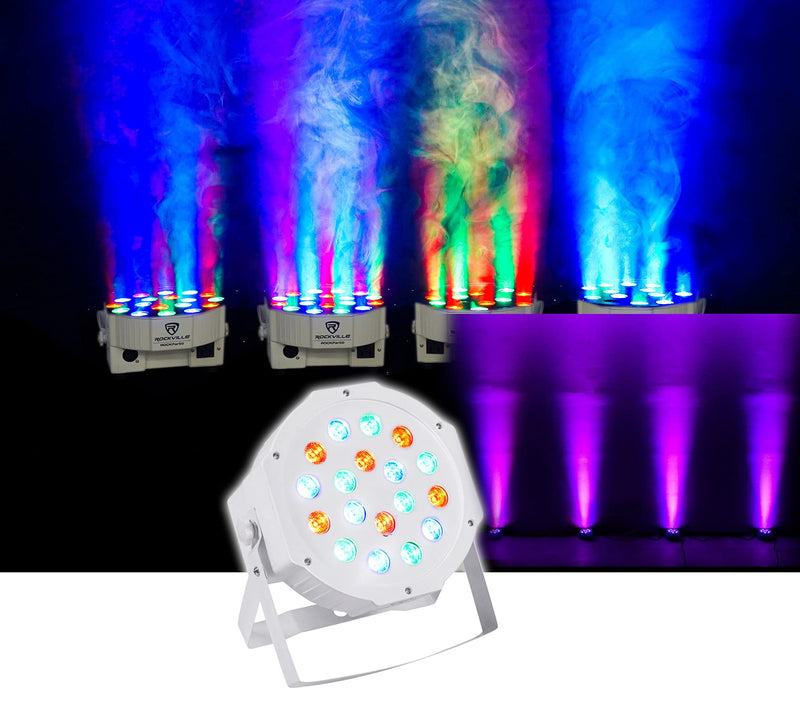 [AUSTRALIA] - Rockville RockPAR50 White Compact 24W LED RGB Par Can DJ/Club/Stage Wash Light, DMX Control, Daisy-Chain Power, Sound-Activated, for Parties, Weddings, and Live Performances 