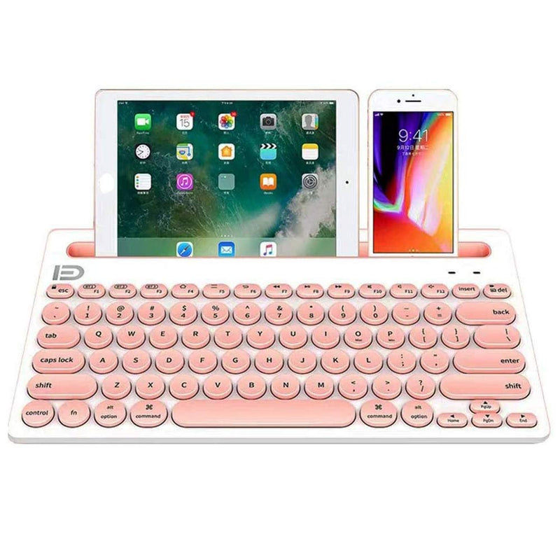 Wireless Keyboard, Attoe Dual Channel Multi-Device Universal Cute Wireless Bluetooth Keyboard Portable Slim with 20m Connection Distance for Tablet Smart Phone PC Windows Android iOS Mac (Pink)… Pink