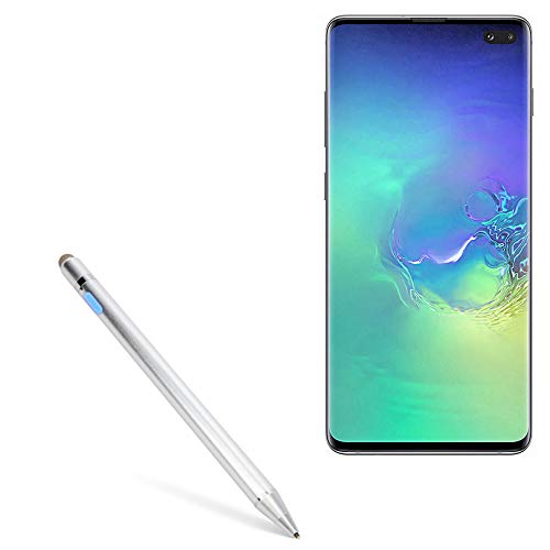 BoxWave Stylus Pen for Samsung Galaxy S10 Plus (Stylus Pen by BoxWave) - AccuPoint Active Stylus, Electronic Stylus with Ultra Fine Tip for Samsung Galaxy S10 Plus - Metallic Silver General Active Stylus
