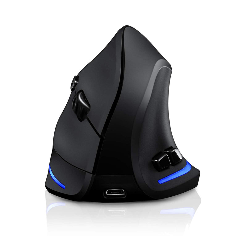 TRELC Ergonomic Mouse, 2.4G Wireless Vertical Optical Mouse with Adjustable Sensitivity (1000/1600/2400 DPI), 6 Buttons for PC, Desktop, Laptop, Notebook (Black) 2.4GHz