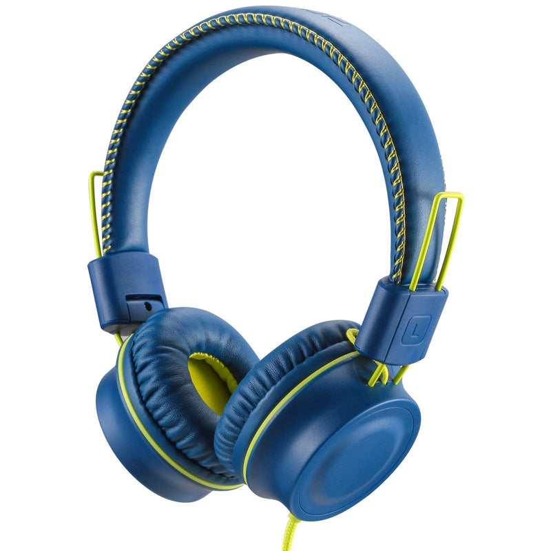 POWMEE M2 Kids Headphones Wired Headphone for Kids,Foldable Adjustable Stereo Tangle-Free,3.5MM Jack Wire Cord On-Ear Headphone for Children/Teens/Girls/School/Kindle/Airplane/Plane/ (Blue) Blue