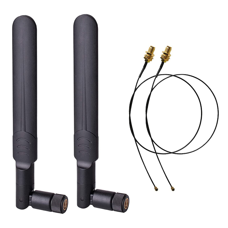 2 x 8dBi 2.4GHz 5GHz 5.8GHz Dual Band WiFi RP-SMA Male Antenna | 2 x 35CM U.FL/IPEX to RP SMA Female Pigtail Cable for Mini PCIe Wireless Card Routers, PC Desktop FPV UAV Drone PS4 Build