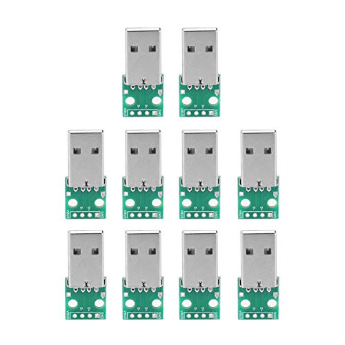 Mini USB to DIP Adapter Board, Walfront 10Pcs USB Type A Male Plug to DIP Converter Board 4 Pins DIP 2.54mm Pitch