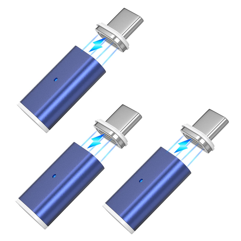NetDot Gen10 Magnetic Fast Charging USB-C to USB-C Adapter Converter Compatible with Type-c Smartphones(3 Pack Blue) 3